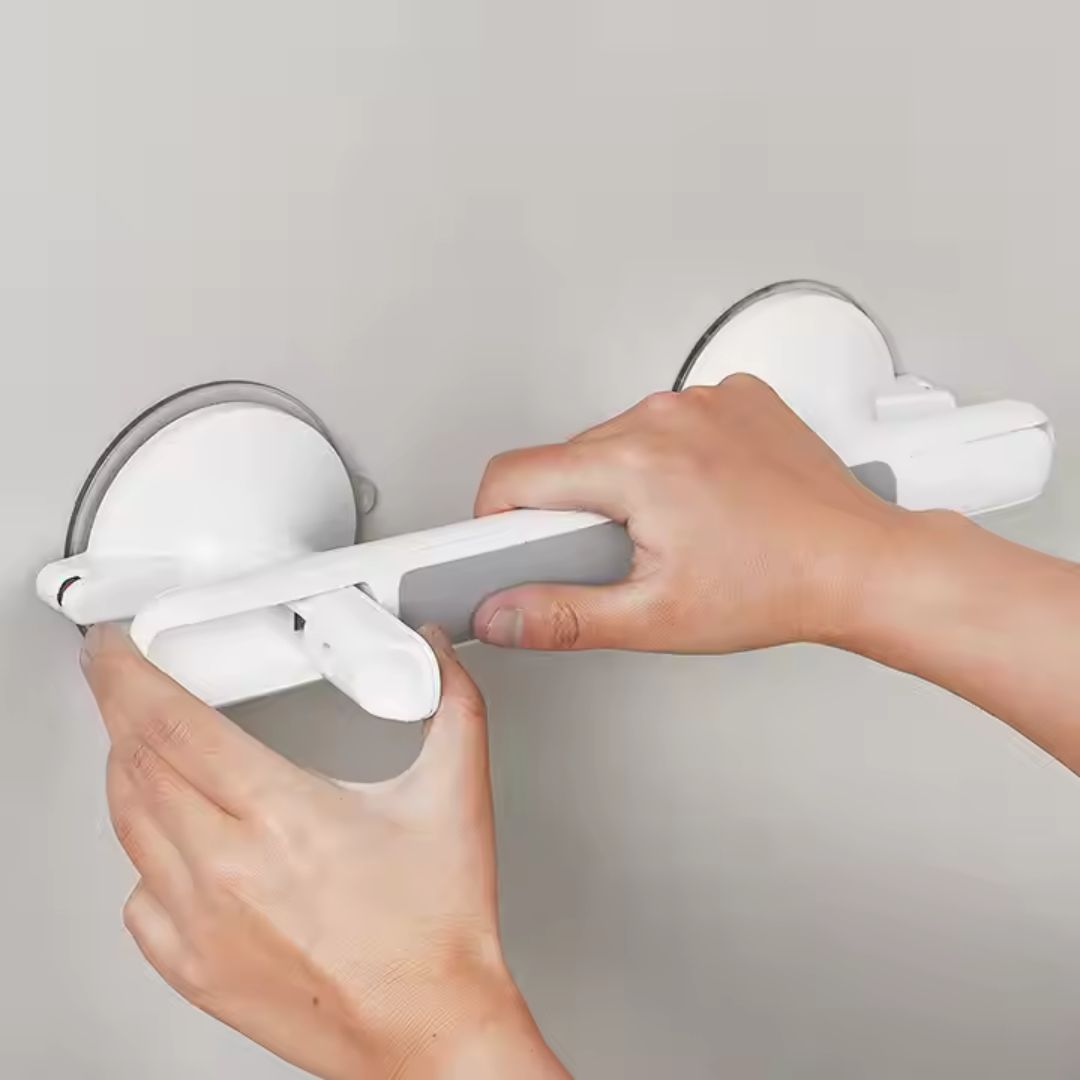 Veiligheidsgreep voor Badkamer met Zuignap Bevestiging Grijs zonder Boren Ideaal voor Douche Bad en Toilet | Sulvida
