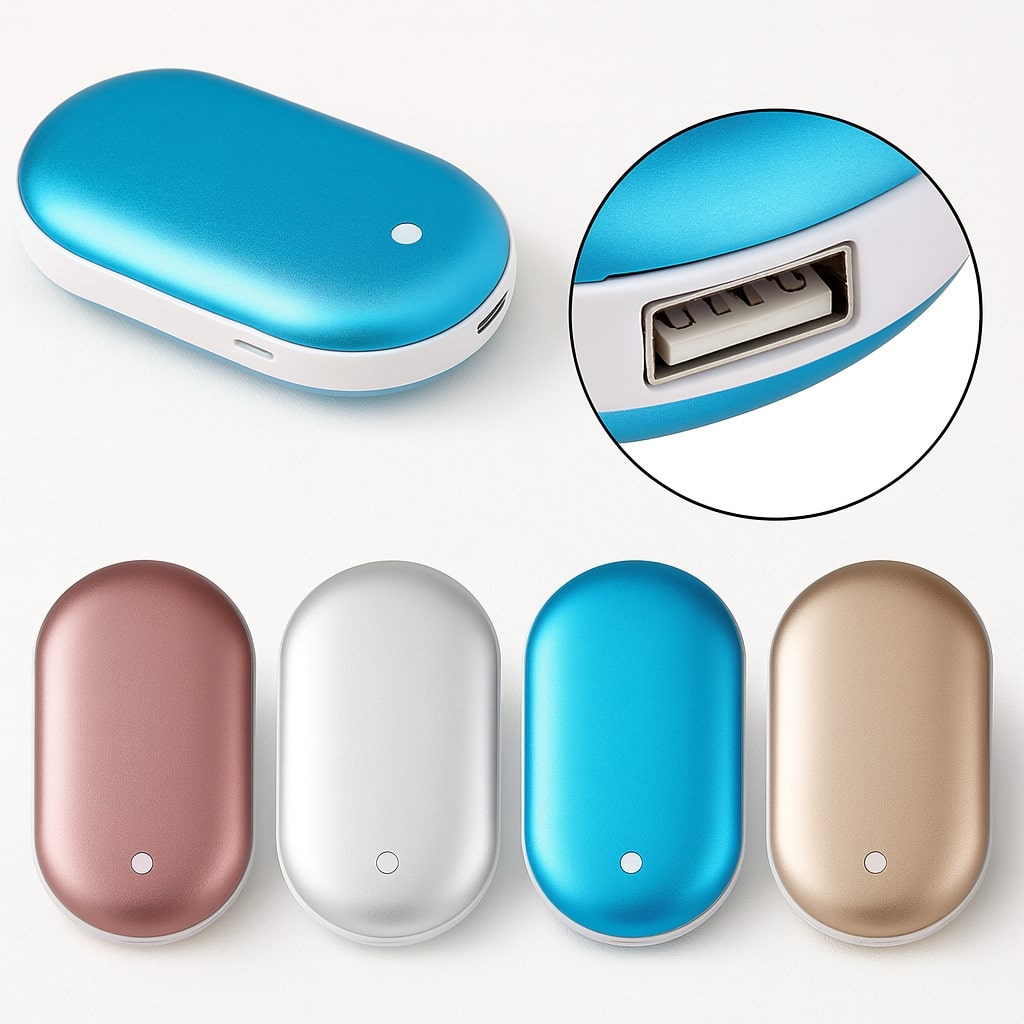 Elektrische Handwarmer met Powerbank 5200mAh – Oplaadbare Zakwarmer voor Koude Handen – Draagbare Verwarming voor Wintersport, Wandelen en Buiten – Veilige Handverwarmer met Drie Temperatuurstanden | Sulvida