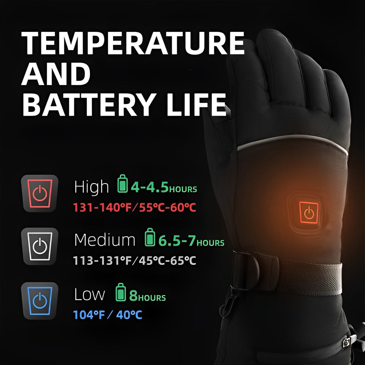 Verwarmde Handschoenen Touchscreen Waterdicht Oplaadbaar 8 Uur Warmte Winter Skiën Snowboard Outdoor Sport | Sulvida