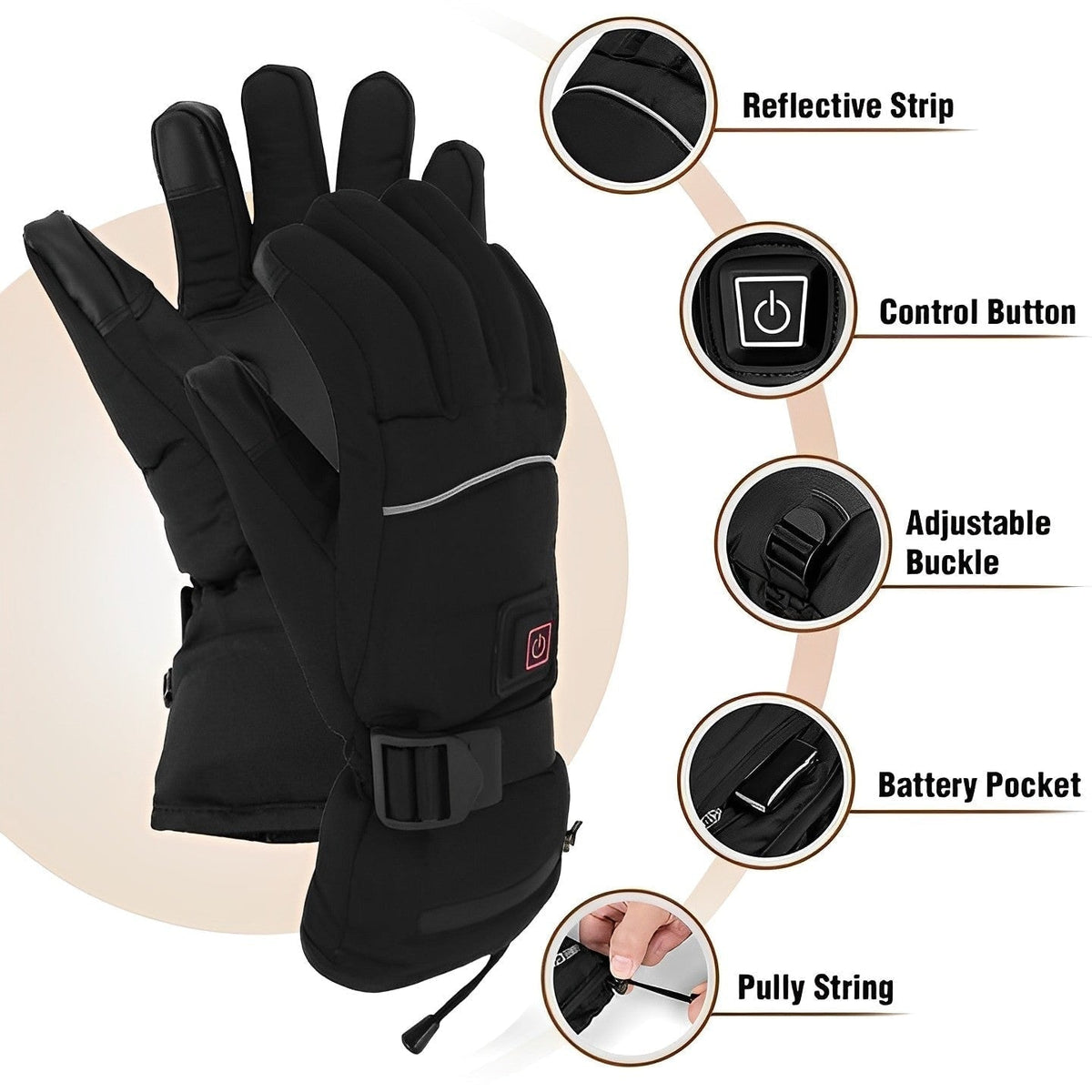 Verwarmde Handschoenen Touchscreen Waterdicht Oplaadbaar 8 Uur Warmte Winter Skiën Snowboard Outdoor Sport | Sulvida