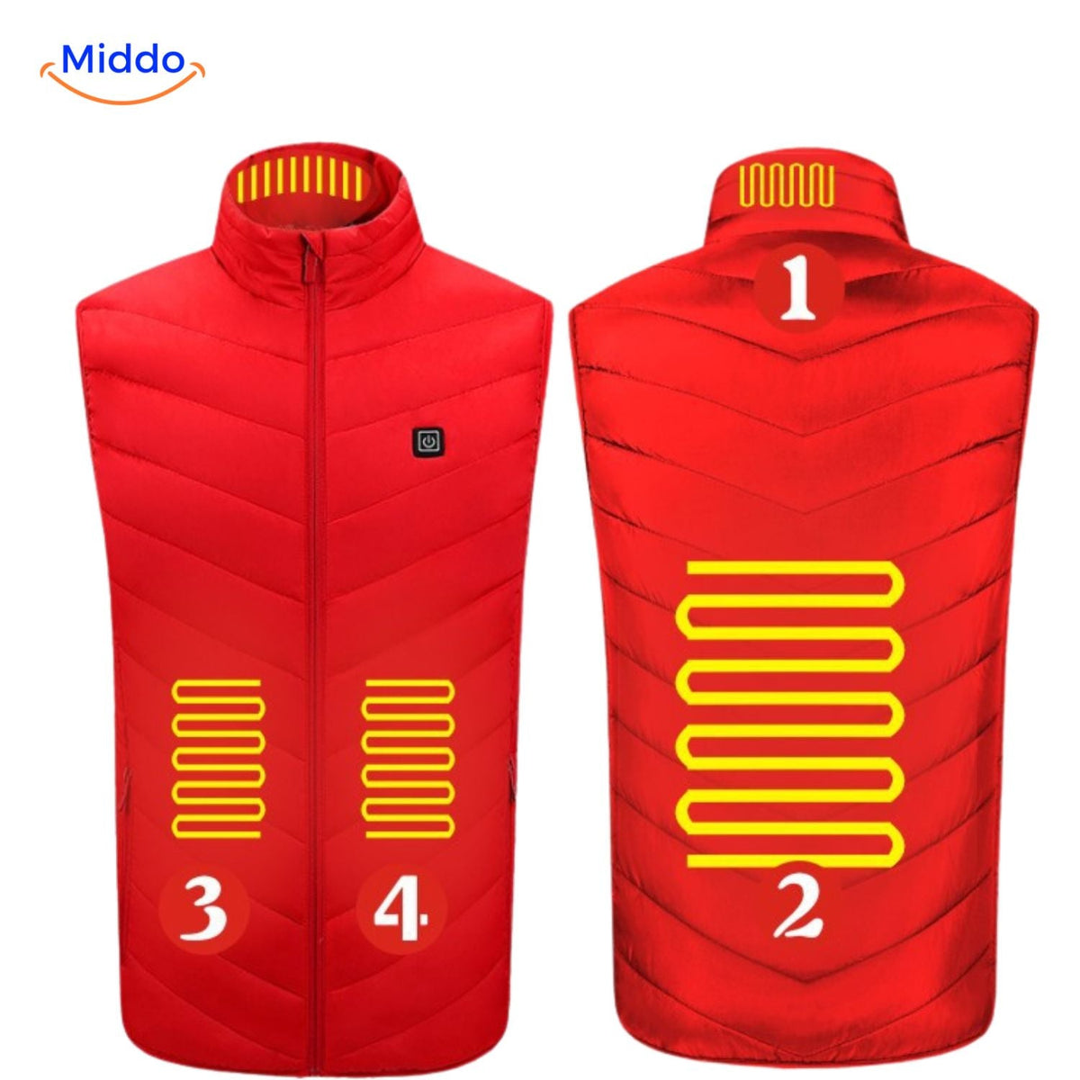 Verwarmingsvest met USB-bediening 4-21 verwarmingszones zwart blauw rood camouflage heren winter bodywarmer | Sulvida