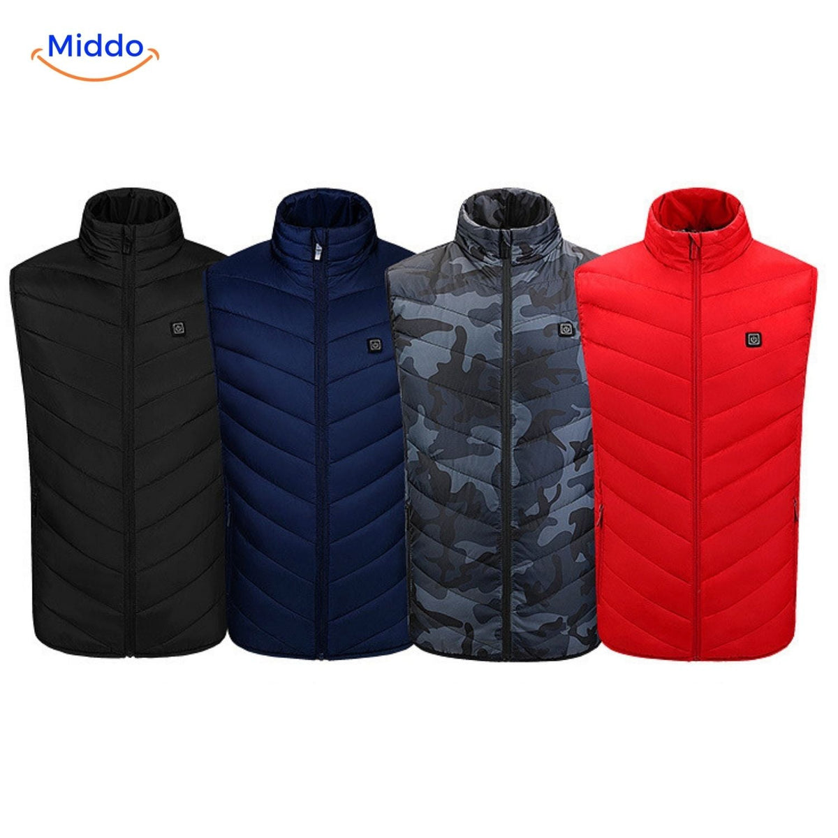 Verwarmingsvest met USB-bediening 4-21 verwarmingszones zwart blauw rood camouflage heren winter bodywarmer | Sulvida