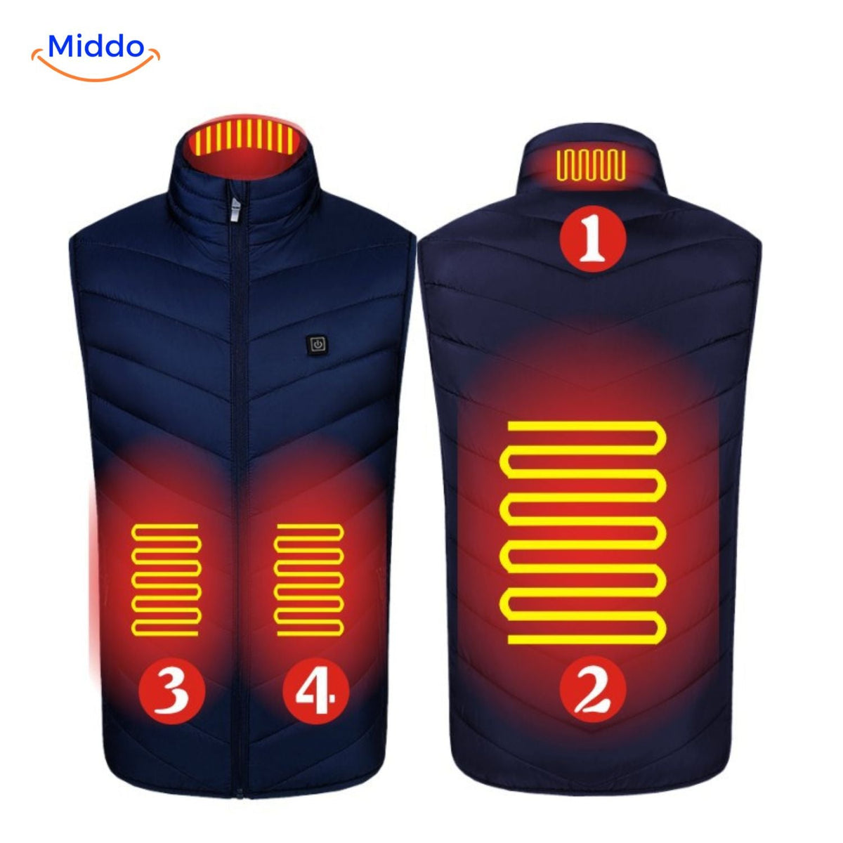Verwarmingsvest met USB-bediening 4-21 verwarmingszones zwart blauw rood camouflage heren winter bodywarmer | Sulvida