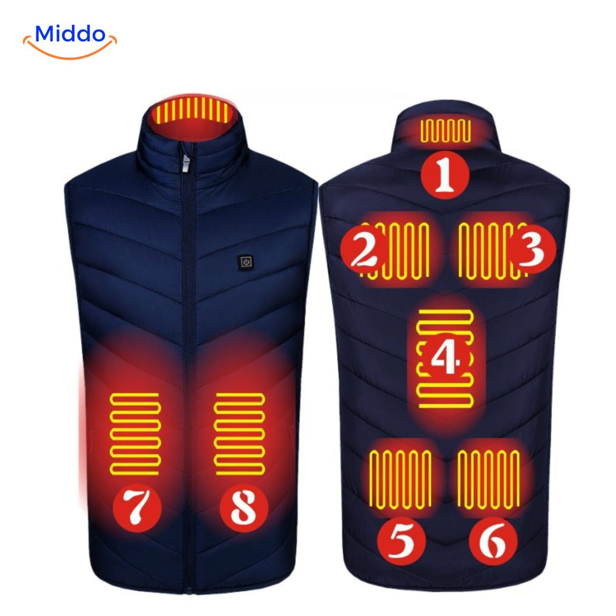 Verwarmingsvest met USB-bediening 4-21 verwarmingszones zwart blauw rood camouflage heren winter bodywarmer | Sulvida