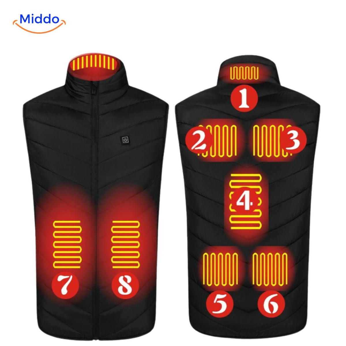 Verwarmingsvest met USB-bediening 4-21 verwarmingszones zwart blauw rood camouflage heren winter bodywarmer | Sulvida