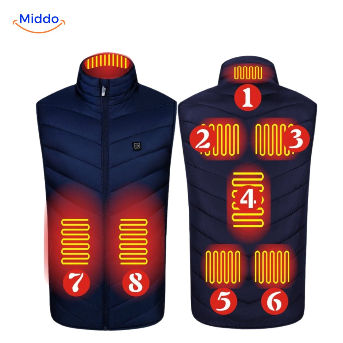 Verwarmingsvest met USB-bediening 4-21 verwarmingszones zwart blauw rood camouflage heren winter bodywarmer | Sulvida
