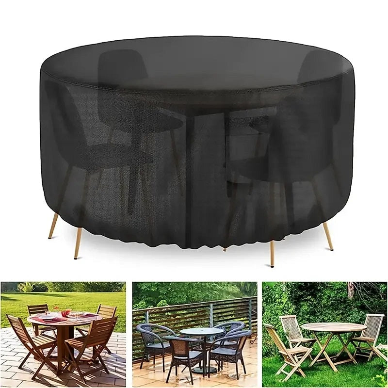 Weerbestendige Ronde Tuinmeubelhoes met Ventilatie-opening Zwart Grijs Groen 102-300cm Tuintafelhoes | Sulvida