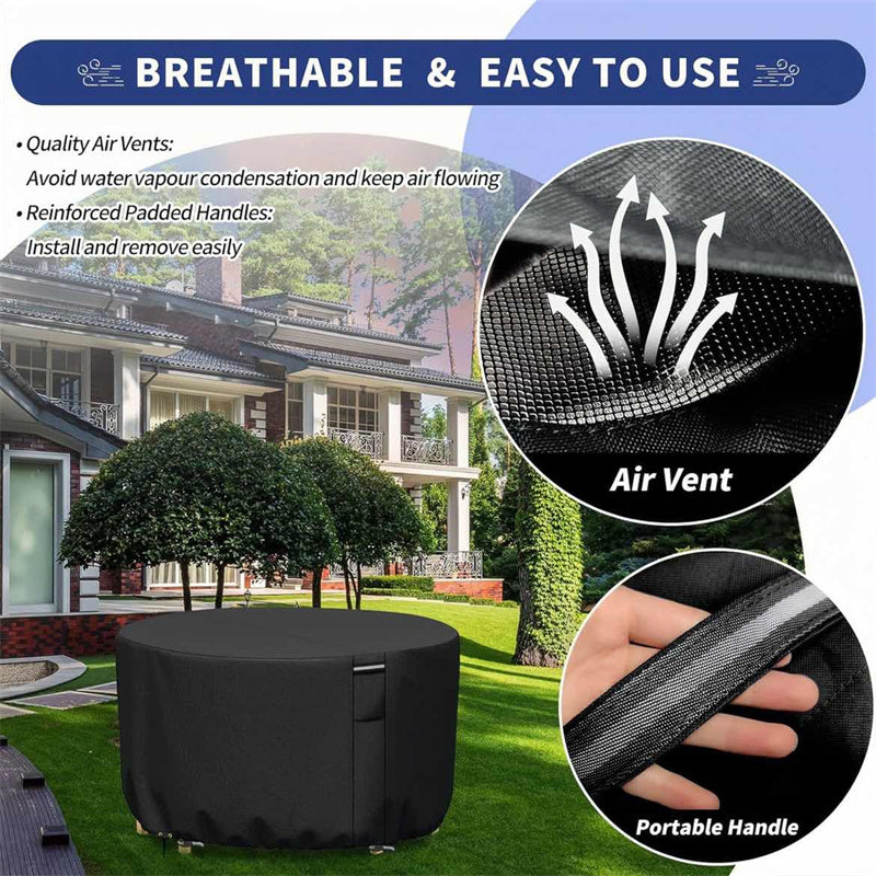 Weerbestendige Ronde Tuinmeubelhoes met Ventilatie-opening Zwart Grijs Groen 102-300cm Tuintafelhoes | Sulvida