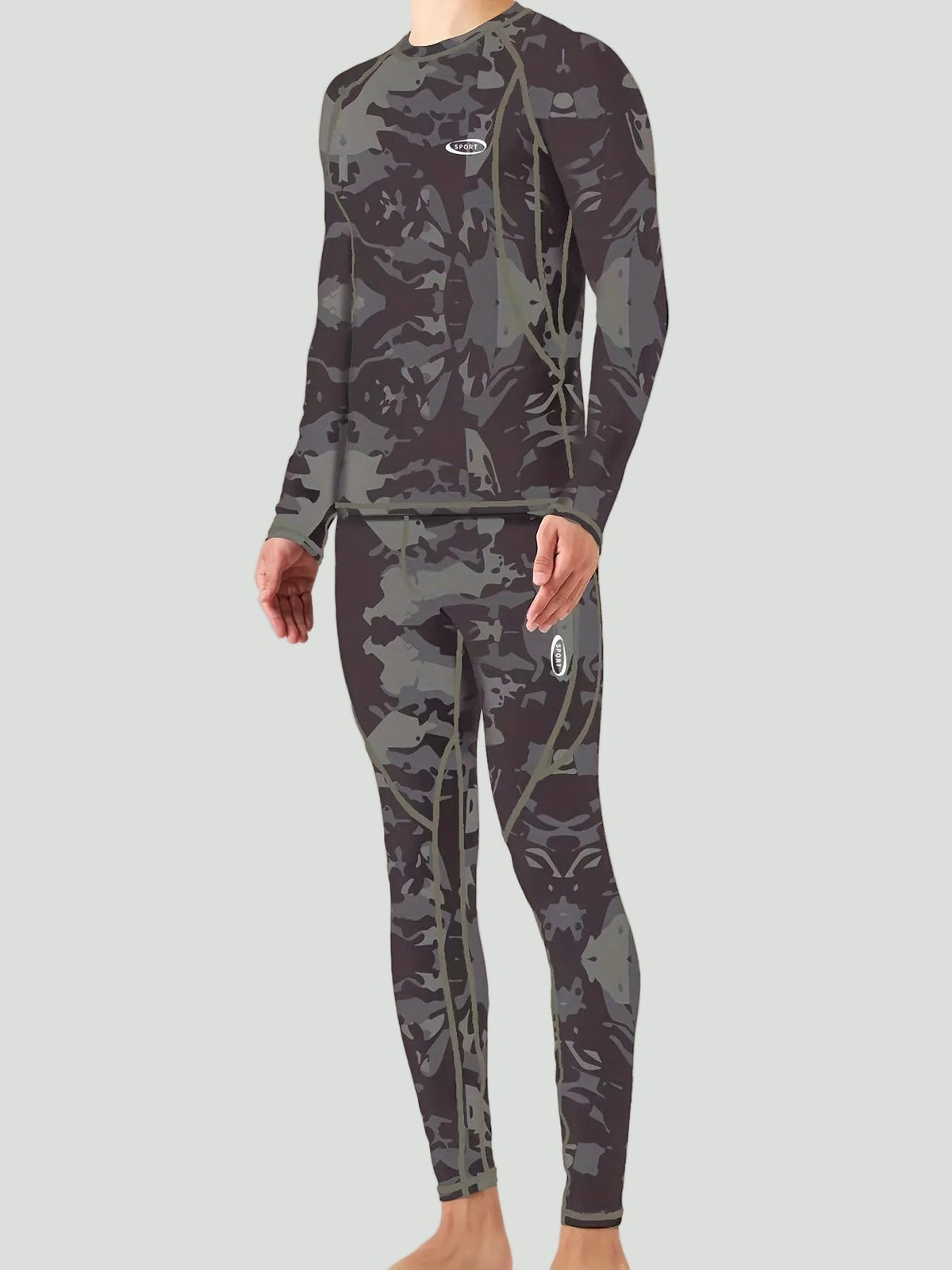 Thermische Herenset Fleece Lange Mouw met Lange Broek Slim Fit Rekbaar Ondergoed voor Sport & Outdoor | Sulvida