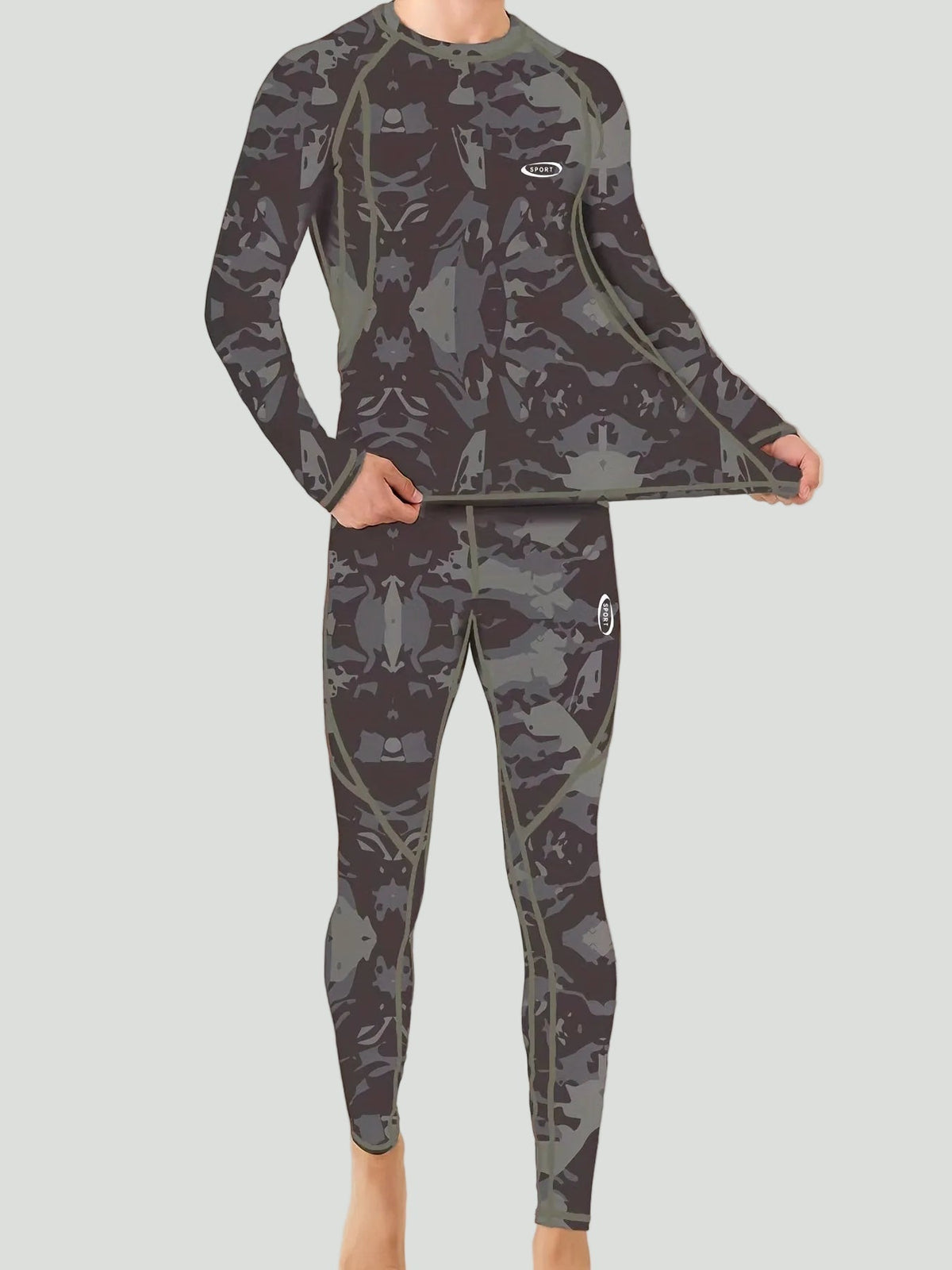 Thermische Herenset Fleece Lange Mouw met Lange Broek Slim Fit Rekbaar Ondergoed voor Sport & Outdoor | Sulvida