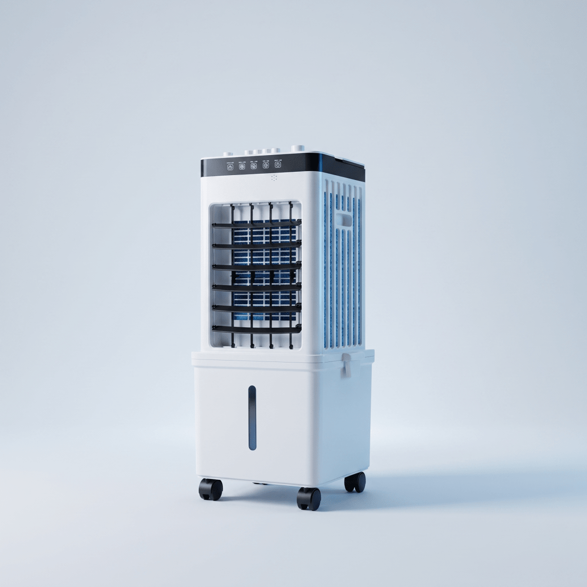 Mobiele Luchtkoeler 3-in-1 Ventilator met Bevochtiging Luchtzuivering Verrijdbaar Verstelbaar IJstank Timer | Sulvida