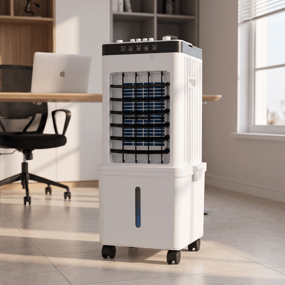 Mobiele Luchtkoeler 3-in-1 met IJselementen Bevochtiging Ventilator voor Kantoor Slaapkamer op Wielen | Sulvida