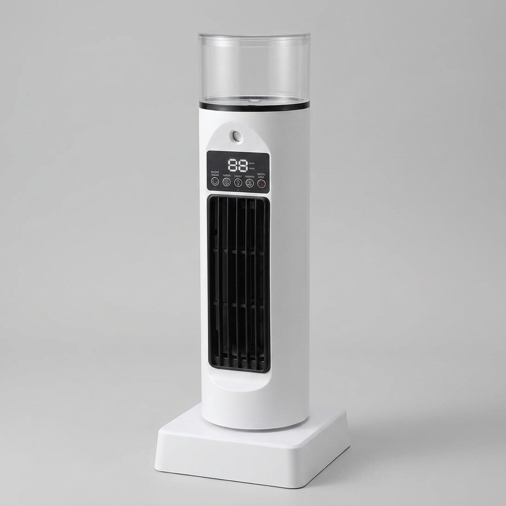 Compacte bureauventilator met luchtbevochtiger USB aangedreven 6 snelheden 110° luchtverdeling timer | Sulvida