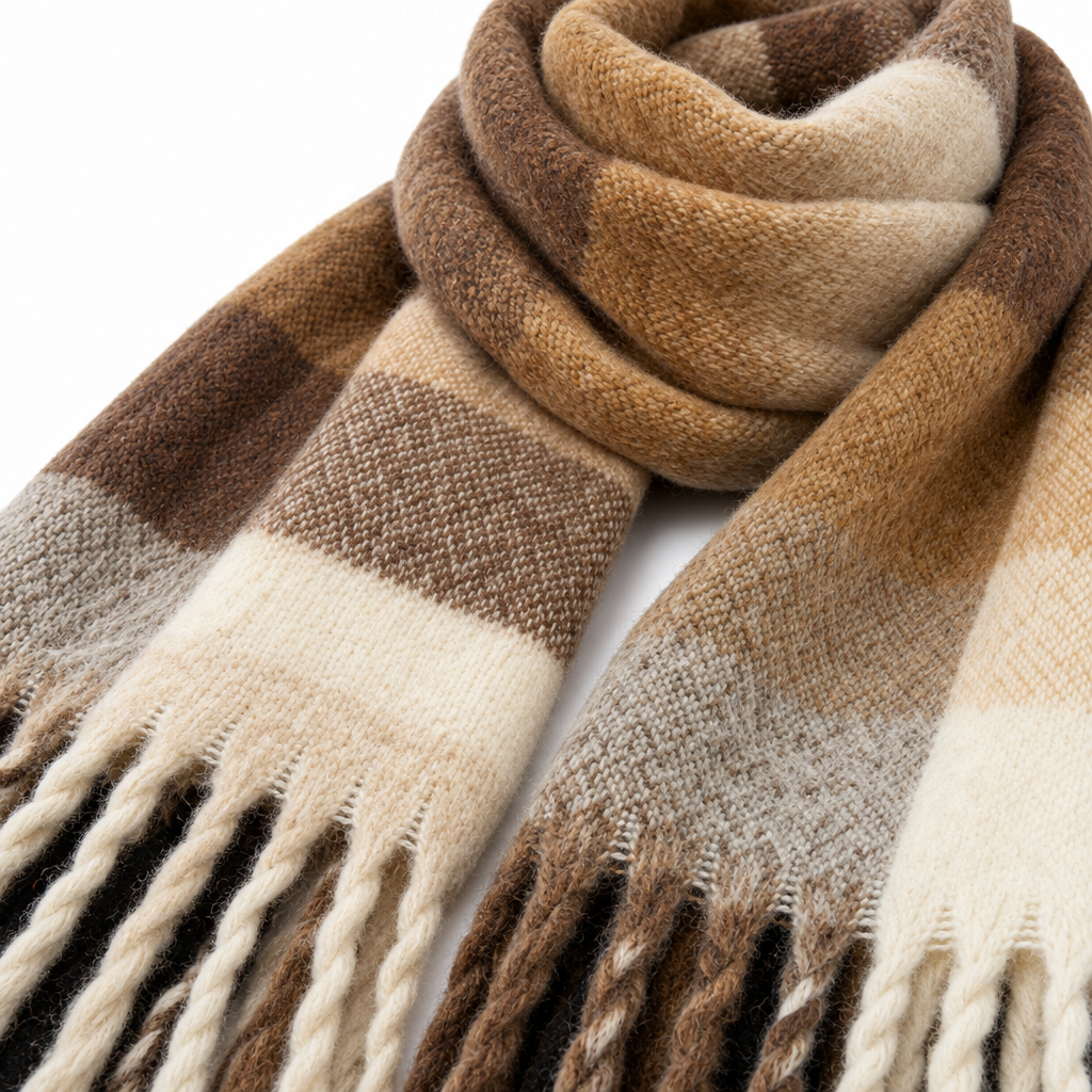 Grote Wintersjaal met Kleurverloop en Franjes - Zachte Geweven Omslagdoek in Wolmix-Look Dames 7 Kleuren | Sulvida