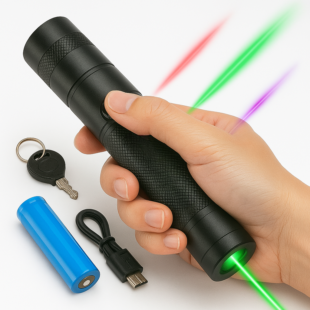 Laserpen Zaklamp Oplaadbaar met Krachtige Straal 10000m USB Laserpointer Groen Rood Paars Presentatie | Sulvida