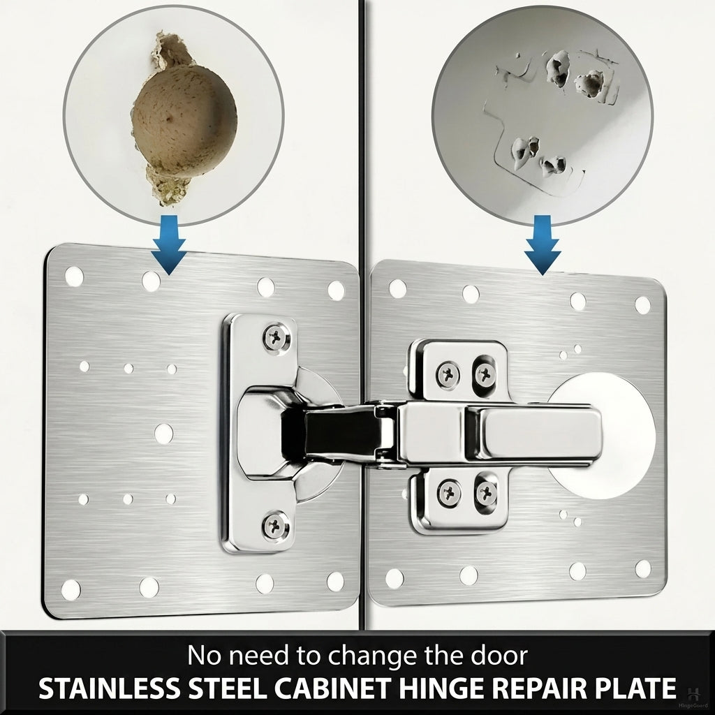 Plaque de réparation pour charnière en acier inoxydable 10 × 9 cm, fixation de porte de placard, durable et robuste | Sulvida