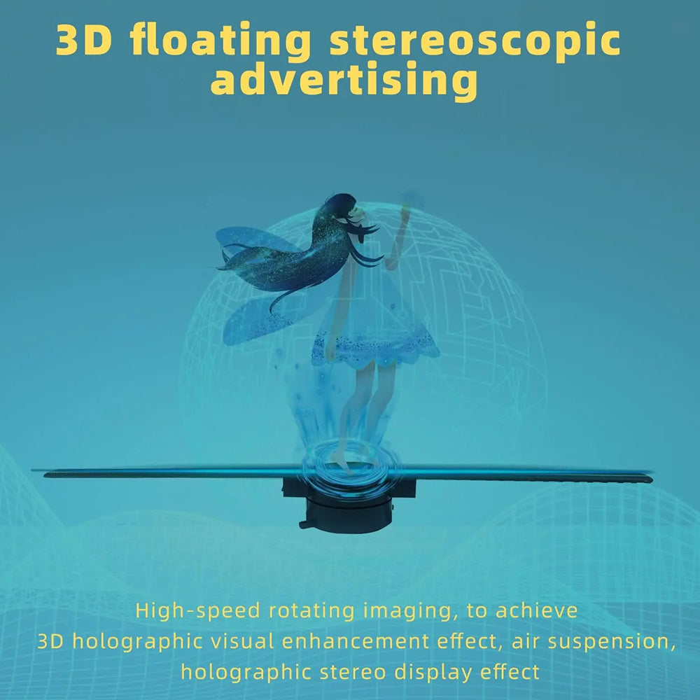 Ventilateur d’affichage holographique 3D avec image flottante, commande sans fil et projection HD pour un contenu spectaculaire | Sulvida