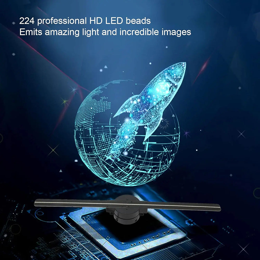 Ventilateur d’affichage holographique 3D avec image flottante, commande sans fil et projection HD pour un contenu spectaculaire | Sulvida