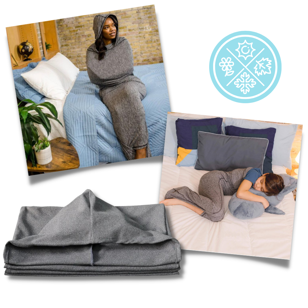 Draagbare Deken met Capuchon Grijs 170-185 cm Volwassenen Kinderen Zachte Fleece Huisdeken Oversized Warmte | Sulvida