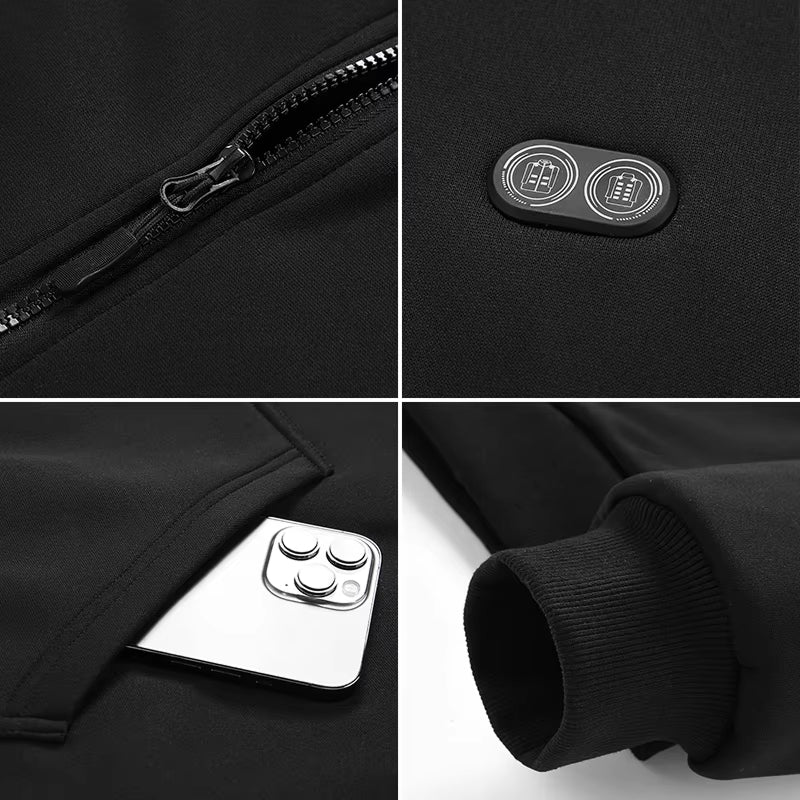 Verwarmde Hoodie met 17 Warmtezones 3 Temperatuurstanden Elektrisch Verwarmd Vest voor Outdoor Winter | Sulvida