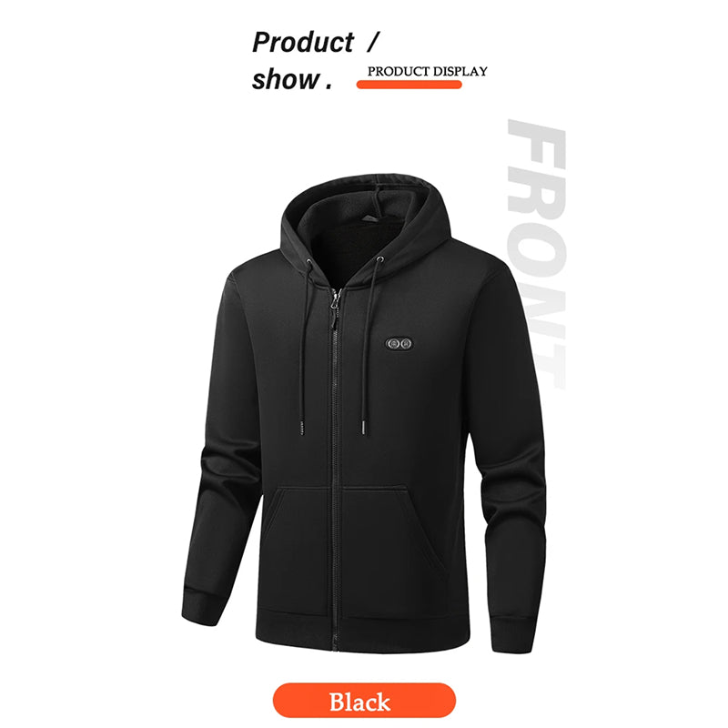 Verwarmde Hoodie met 17 Warmtezones 3 Temperatuurstanden Elektrisch Verwarmd Vest voor Outdoor Winter | Sulvida