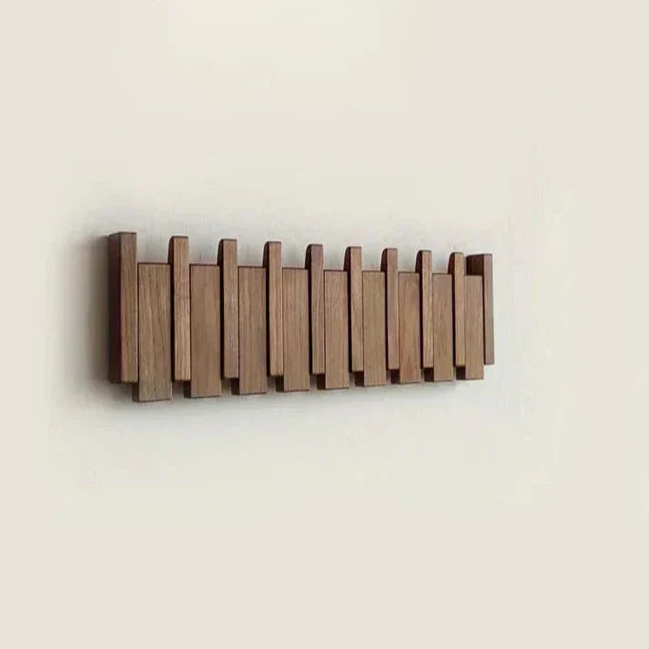 Wandkapstok Piano Design Hout Walnoot Beuken met Haakjes voor Gang Entree Slaapkamer Garderobe Modern Stijlvol | Sulvida