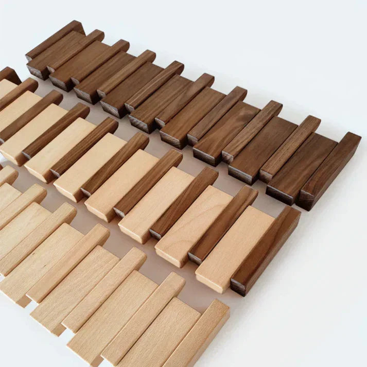 Wandkapstok Piano Design Hout Walnoot Beuken met Haakjes voor Gang Entree Slaapkamer Garderobe Modern Stijlvol | Sulvida