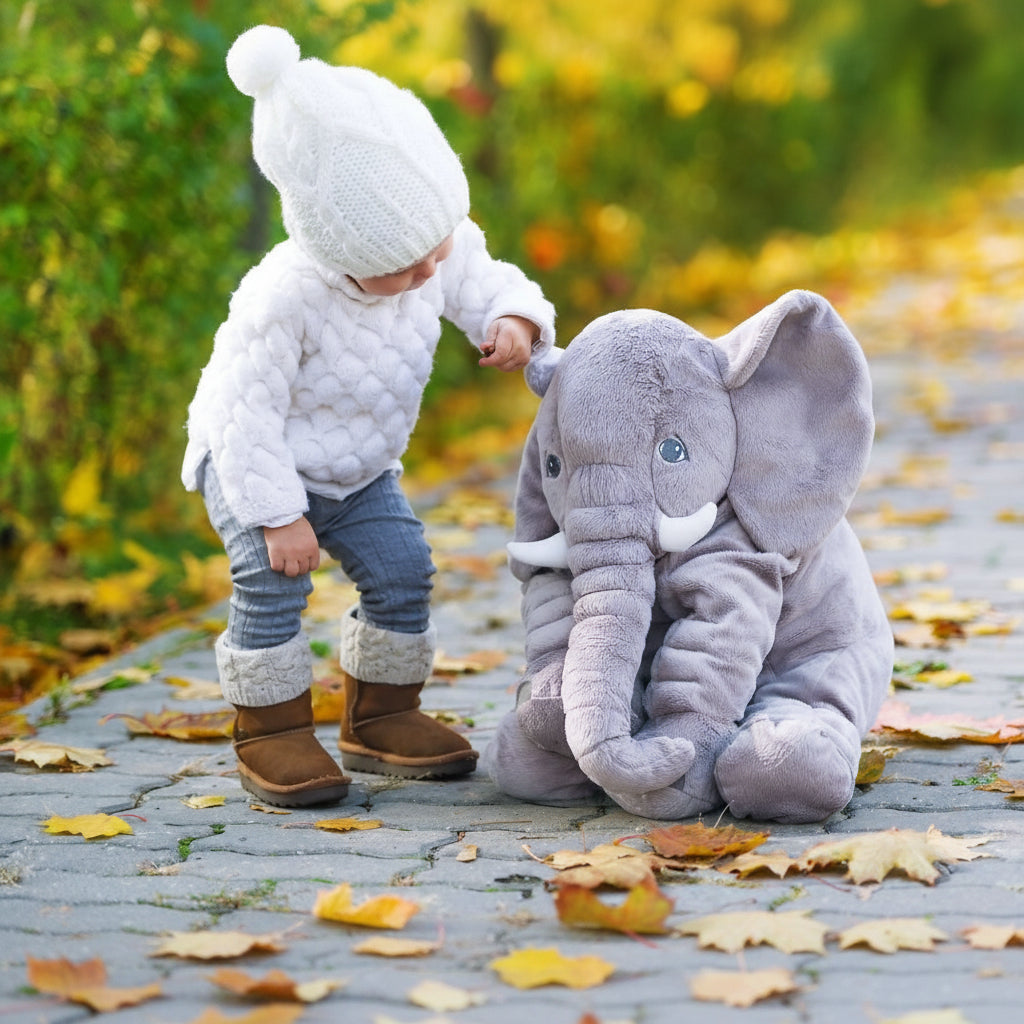 Zachte Pluche Olifant Knuffel 40-60 cm Kinderkussen Speelgoed Decoratie Kinderkamer Grijs Blauw Roze | Sulvida