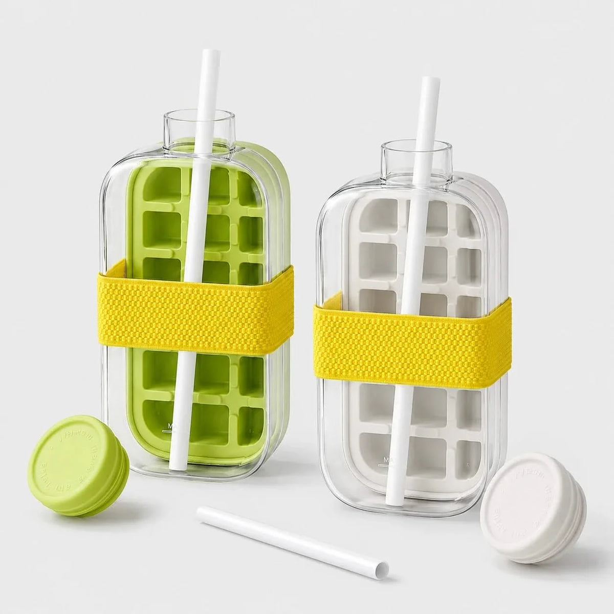 2-in-1 IJsblokjesvorm met Drinkfles – Vriesdispenser met Tuitje en Rietje 500ml 800ml voor Koude Drankjes | Sulvida