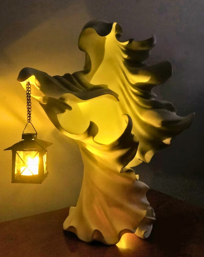 Bougeoir fantôme en résine, décoration d’Halloween pour table ou manteau de cheminée, éclairage d’ambiance, château effrayant | Sulvida