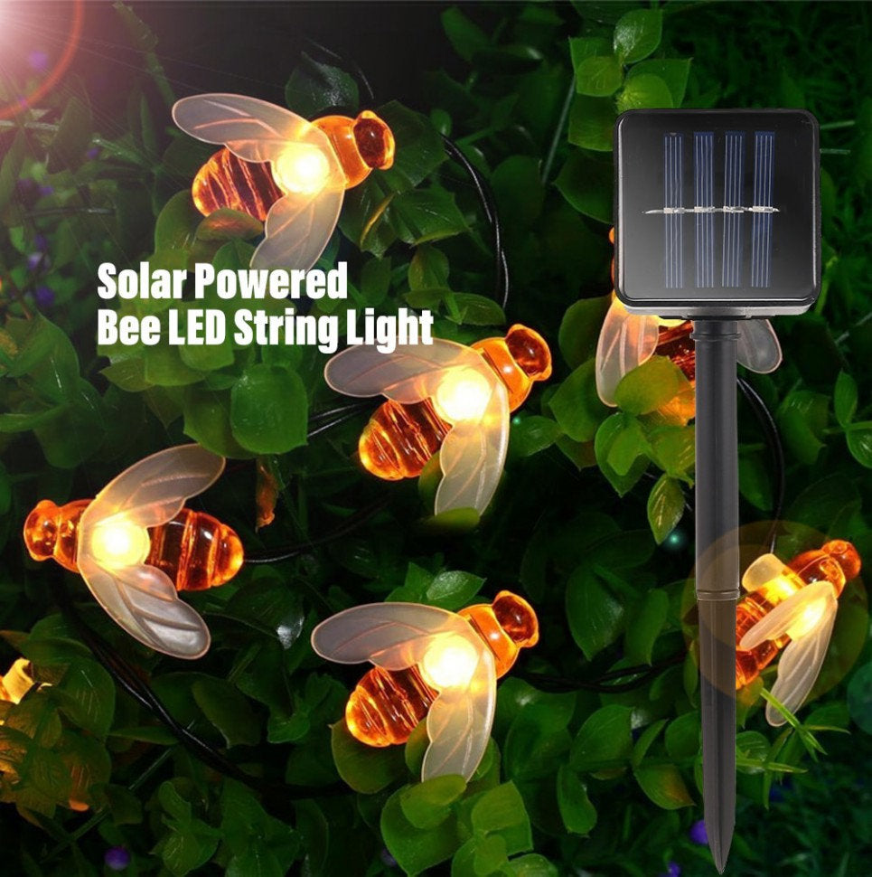 Guirlande solaire avec abeilles, éclairage de jardin LED blanc chaud, étanche IP65, éclairage d’ambiance pour jardin, terrasse et balcon | Sulvida