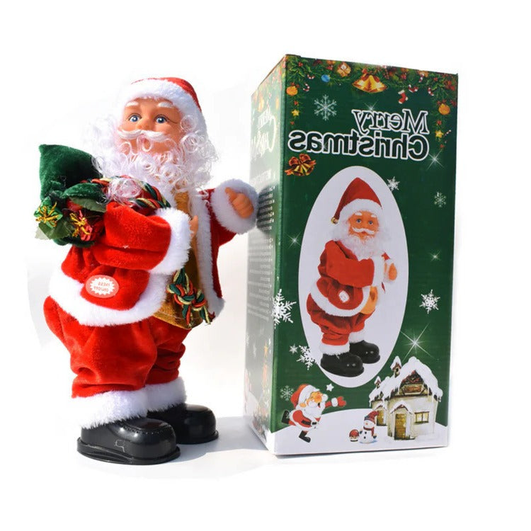 Klimmende Kerstman Decoratie met Ladder Lichtjes Geluid Batterij Kerst Animatie Bewegend Figuur Feestdagen | Sulvida