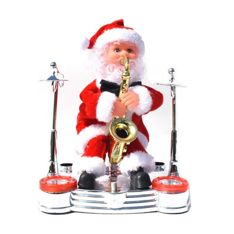 Klimmende Kerstman Decoratie met Ladder Lichtjes Geluid Batterij Kerst Animatie Bewegend Figuur Feestdagen | Sulvida