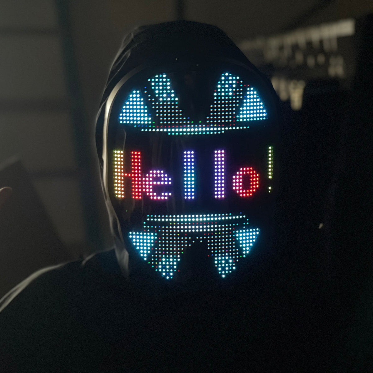 Interactief LED-masker app-bediend met gebaren | Programmeerbaar feestmasker gezichtsanimaties party | Sulvida