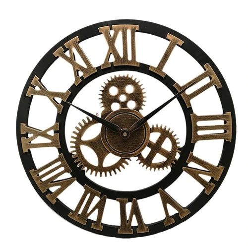 Wandklok Vintage Industrieel Design Metalen Wijzerplaat Goud Zilver voor Woonkamer Keuken Hal Kantoor | Sulvida