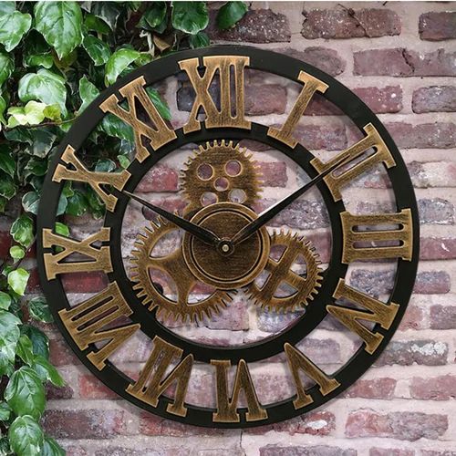 Wandklok Vintage Industrieel Design Metalen Wijzerplaat Goud Zilver voor Woonkamer Keuken Hal Kantoor | Sulvida