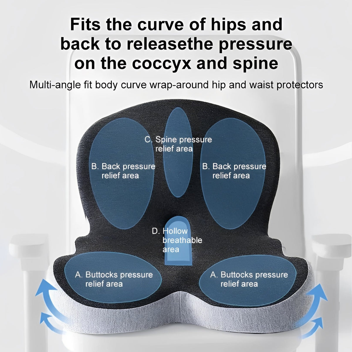 Ergonomisch Rugkussen Memory Foam met Lumbale Steun voor Bureaustoel Auto Thuiswerken Kantoor Comfort | Sulvida
