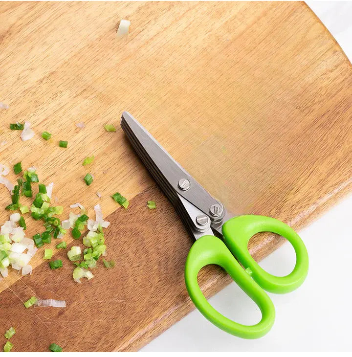 Multifunctionele Keukenschaar met 5 Messen voor Groenten Kruiden & Salades – Snel Snijgereedschap Keuken | Sulvida