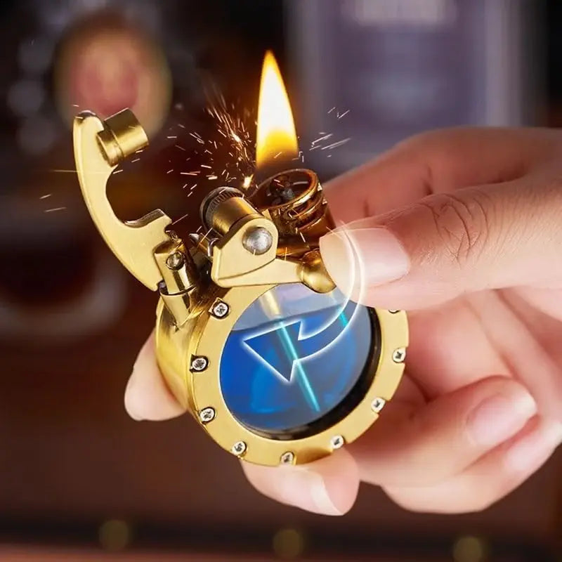 Vintage Transparante Benzine-aansteker Retro Kerosine Lighter met Zinklegering Mechaniek Exclusief Navulbaar Aansteekgeschenk | Sulvida