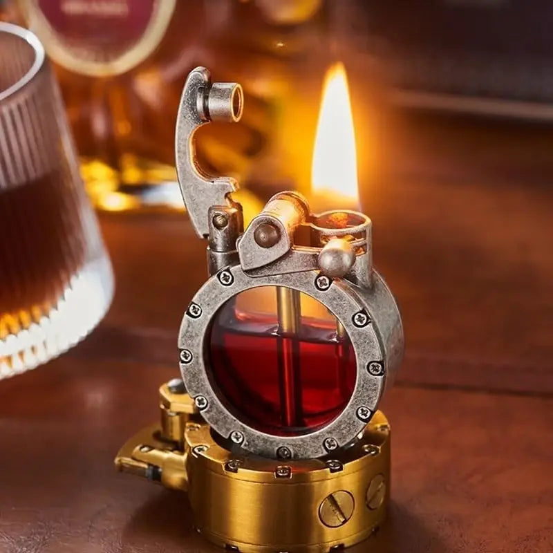 Vintage Transparante Benzine-aansteker Retro Kerosine Lighter met Zinklegering Mechaniek Exclusief Navulbaar Aansteekgeschenk | Sulvida