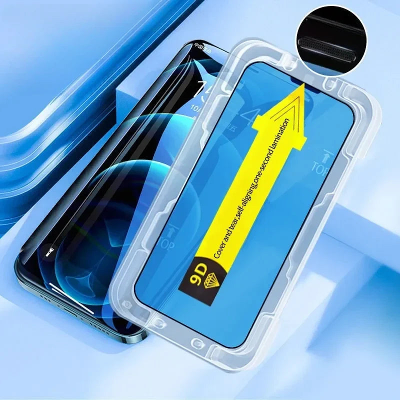 Screenprotector voor iPhone met Stofvrije Montageframe – Bubble-Free Nano-Tech Beschermglas Spatbestendig | Sulvida