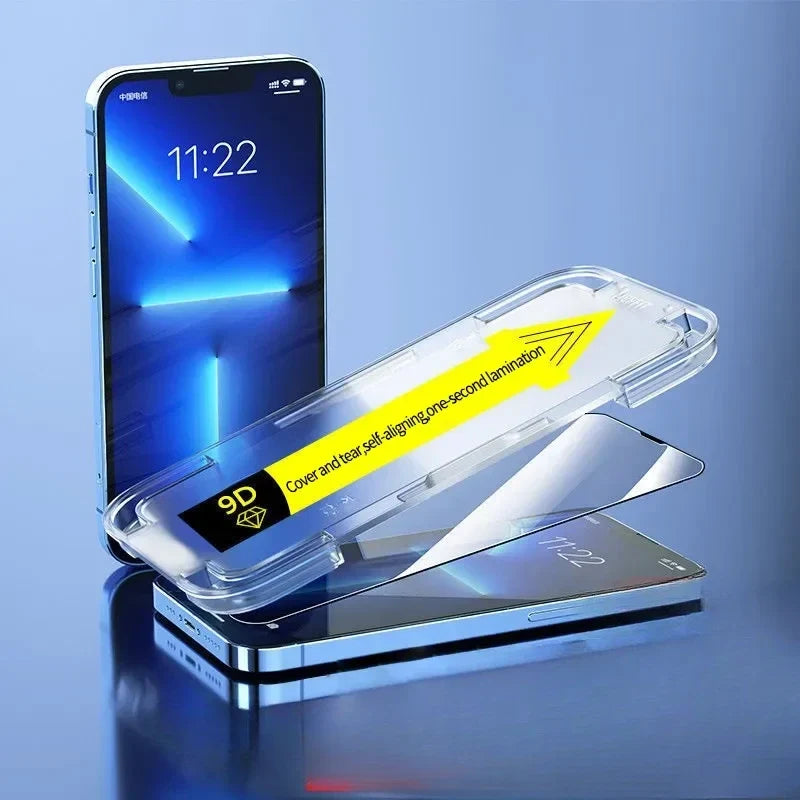 Screenprotector voor iPhone met Stofvrije Montageframe – Bubble-Free Nano-Tech Beschermglas Spatbestendig | Sulvida