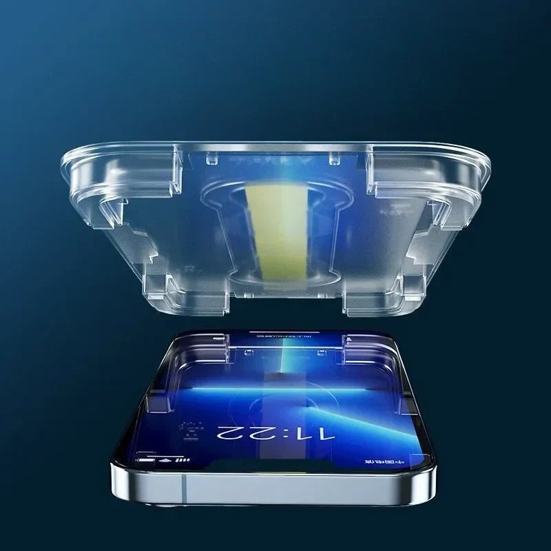 Screenprotector voor iPhone met Stofvrije Montageframe – Bubble-Free Nano-Tech Beschermglas Spatbestendig | Sulvida