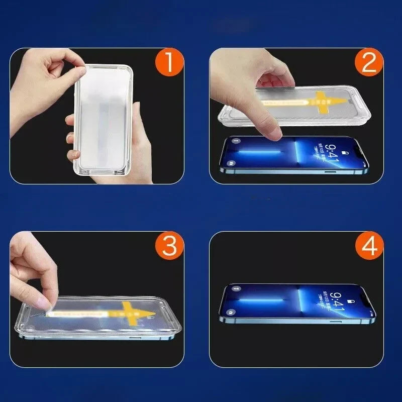 Screenprotector voor iPhone met Stofvrije Montageframe – Bubble-Free Nano-Tech Beschermglas Spatbestendig | Sulvida
