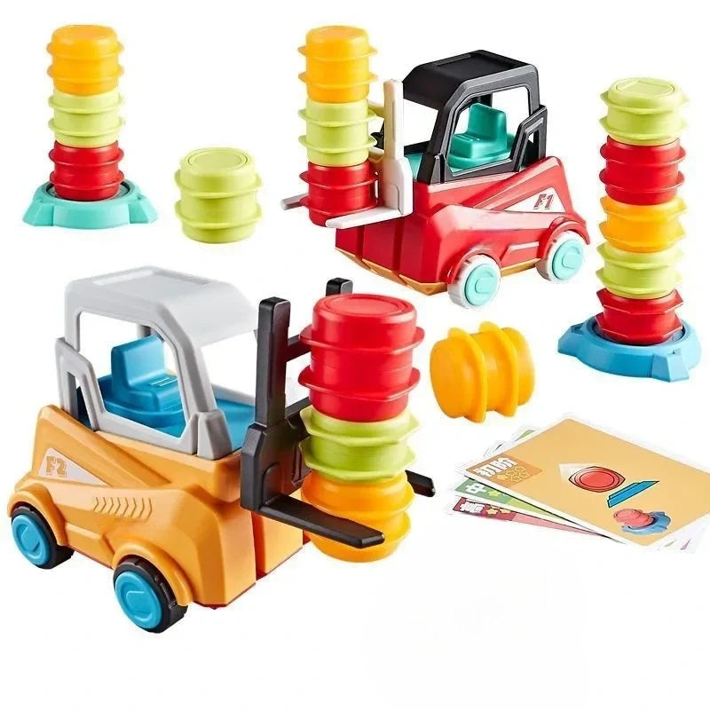 Jeu d'empilage avec chariot élévateur, tour en bois, jeu de coordination et d'équilibre pour enfants dès 3 ans, jouet éducatif | Sulvida