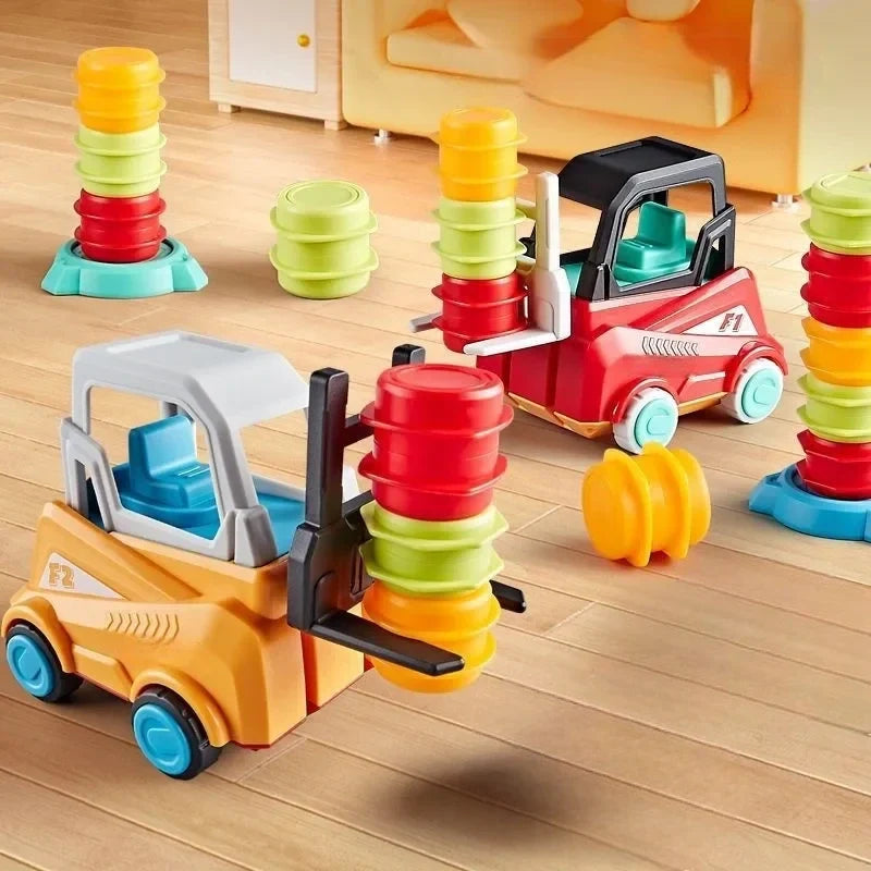 Jeu d'empilage avec chariot élévateur, tour en bois, jeu de coordination et d'équilibre pour enfants dès 3 ans, jouet éducatif | Sulvida