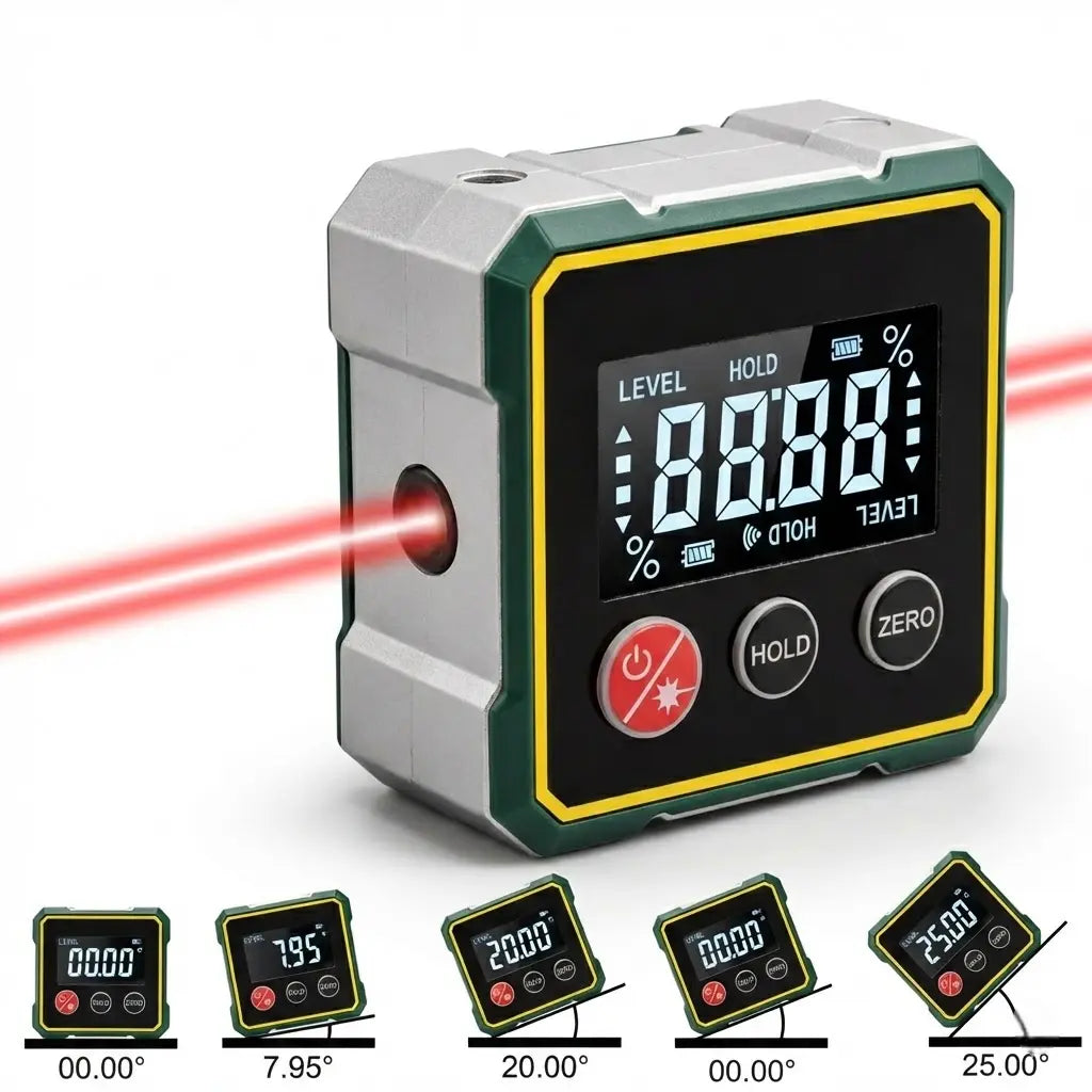 Digitale Laser Waterpas met Hoekmeter Groen of Rood Laserlicht voor Nauwkeurige Metingen en Afstelling | Sulvida