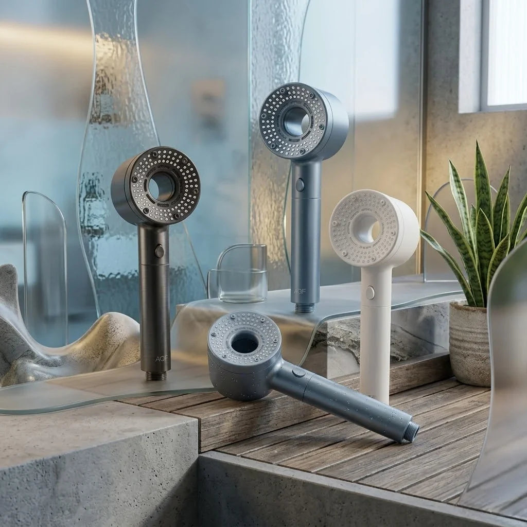 Handdouche met vijf standen en drukversterkende functie voor intensieve sproei en comfortabel douchen | Sulvida