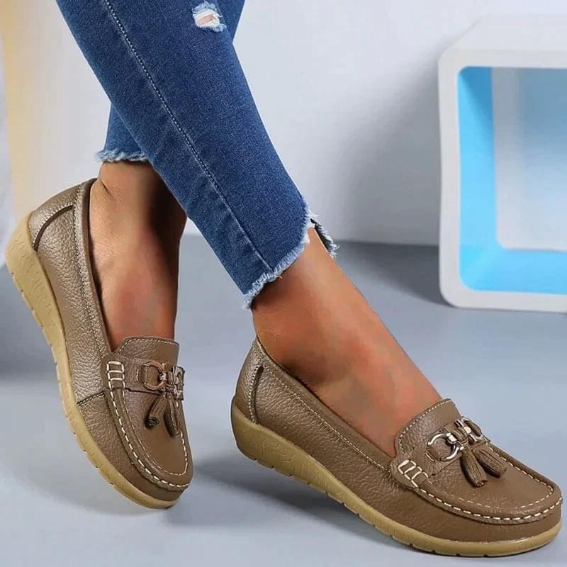 Orthopedische Instappers Dames Comfortabel Ergonomisch Leer Loafers Steunzolen Stijlvol Tijdloos Elegante Schoenen voor Kantoor Vrije Tijd en Elke Dag | Sulvida