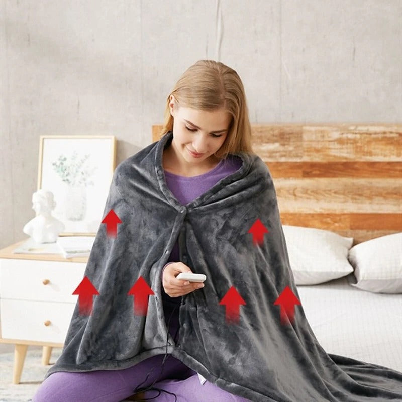 Verwarmde USB Deken 150x100 cm Grijs Elektrisch Verwarmend Plaid Knuffeldeken voor Bank Bed Reis en Thuisgebruik | Sulvida